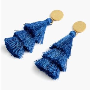 NWT J.Crew Blue Tiered Tassel Earrings